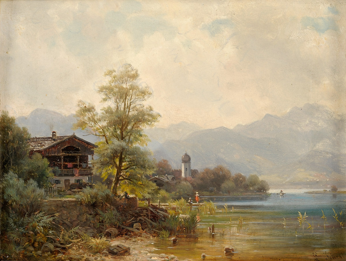 Frauenchiemsee, vintage artwork by Ludwig Sckell, 12x8" (A4) Poster