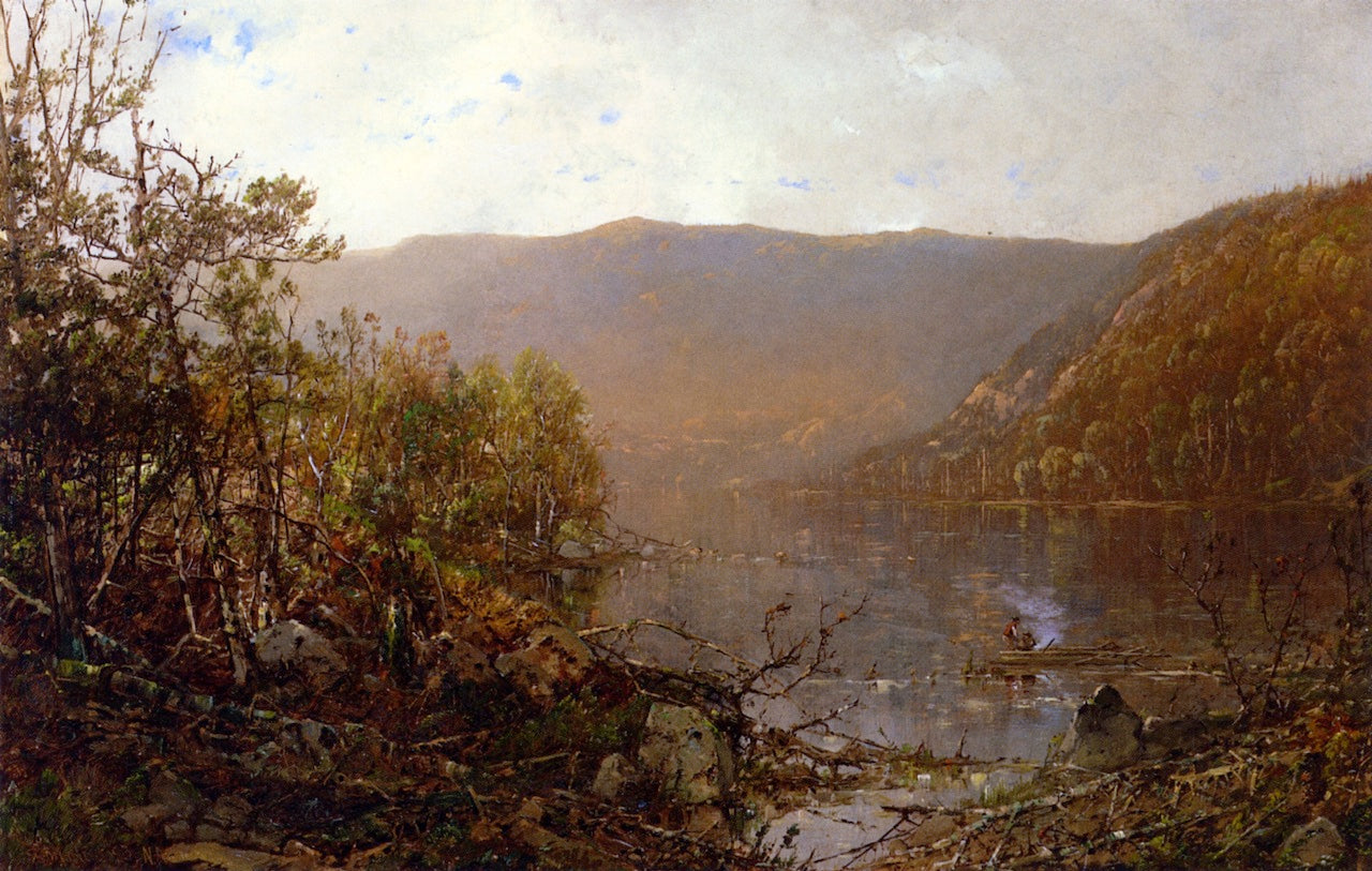 Fishing in the Adirondacks, vintage artwork by William Louis Sonntag, Sr, 12x8" (A4) Poster