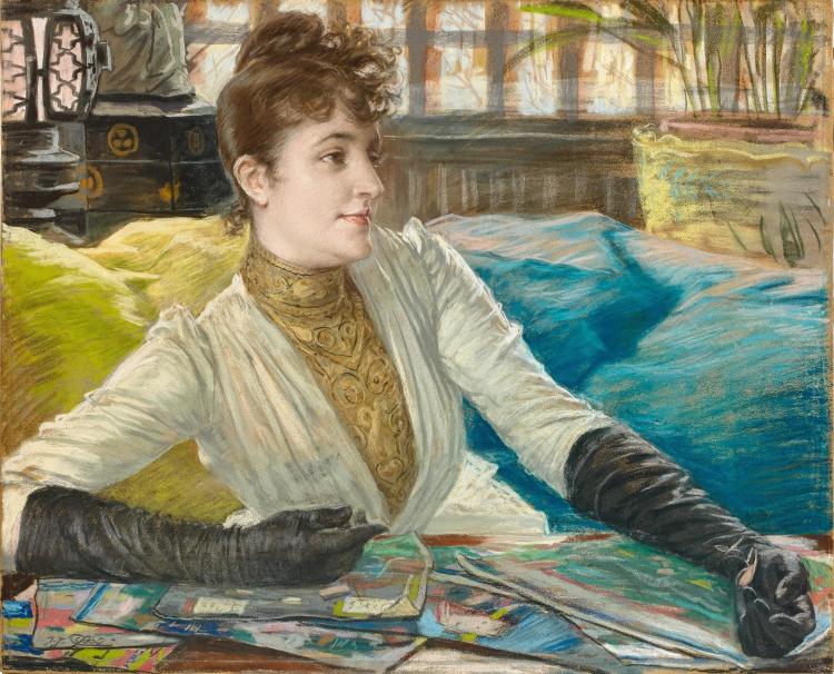 Portrait de Mathilde See, vintage artwork by James Tissot, 12x8" (A4) Poster