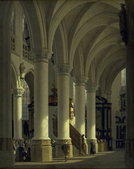 Interior of Saint-Sablon Church, Brussels, vintage artwork by Heinrich Hansen, A3 (16x12") Poster Print