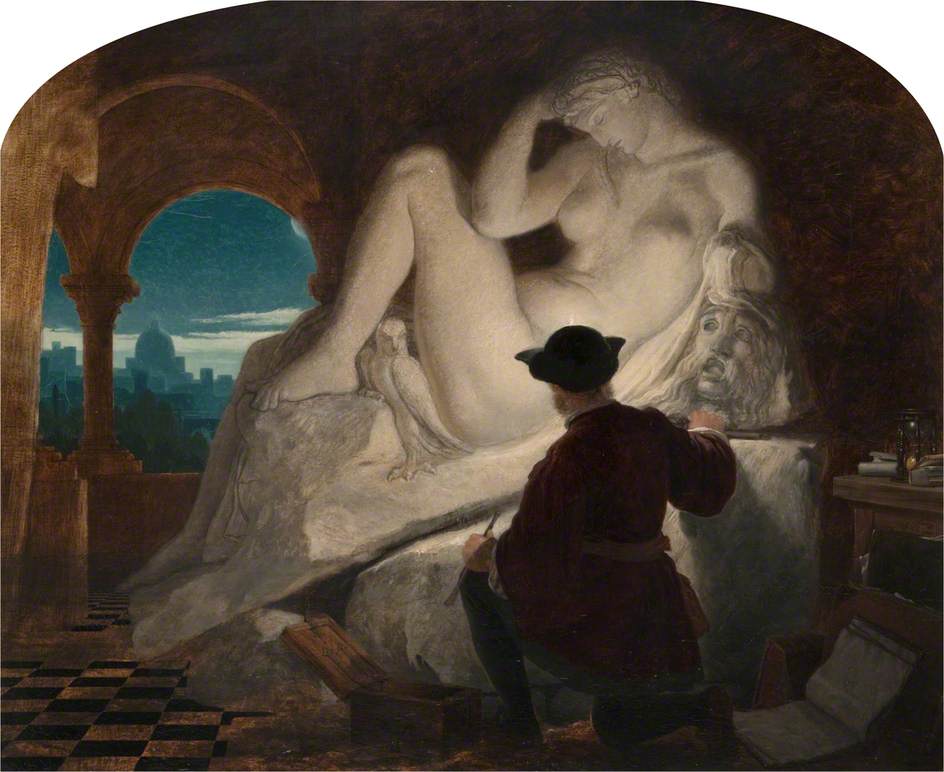 Michelangelo Sculpting the Statue of 'Night', vintage artwork by Sir Joseph Noel Paton, A3 (16x12") Poster Print