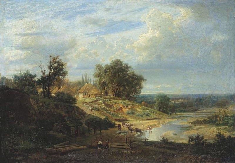 The Outskirts of Kharkov, vintage artwork by Alexander Kiselev, 12x8" (A4) Poster