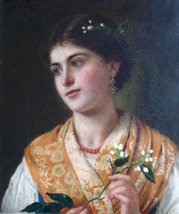 A Spring of Orange Blossoms, vintage artwork by Sophie Gengembre Anderson, 12x8" (A4) Poster