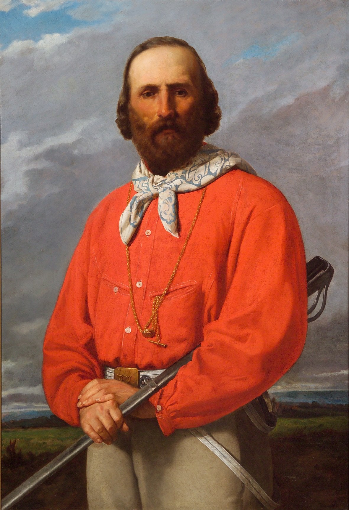 Ritratto di Giuseppe Garibaldi, vintage artwork by Silvestro Lega, 12x8" (A4) Poster