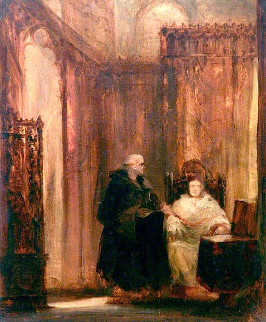 Ecclesiastics in a Vestry, vintage artwork by John Sell Cotman, 12x8" (A4) Poster