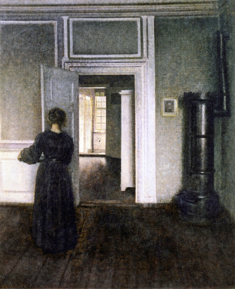 Interior with Stove, vintage artwork by Vilhelm Hammershøi, 12x8" (A4) Poster