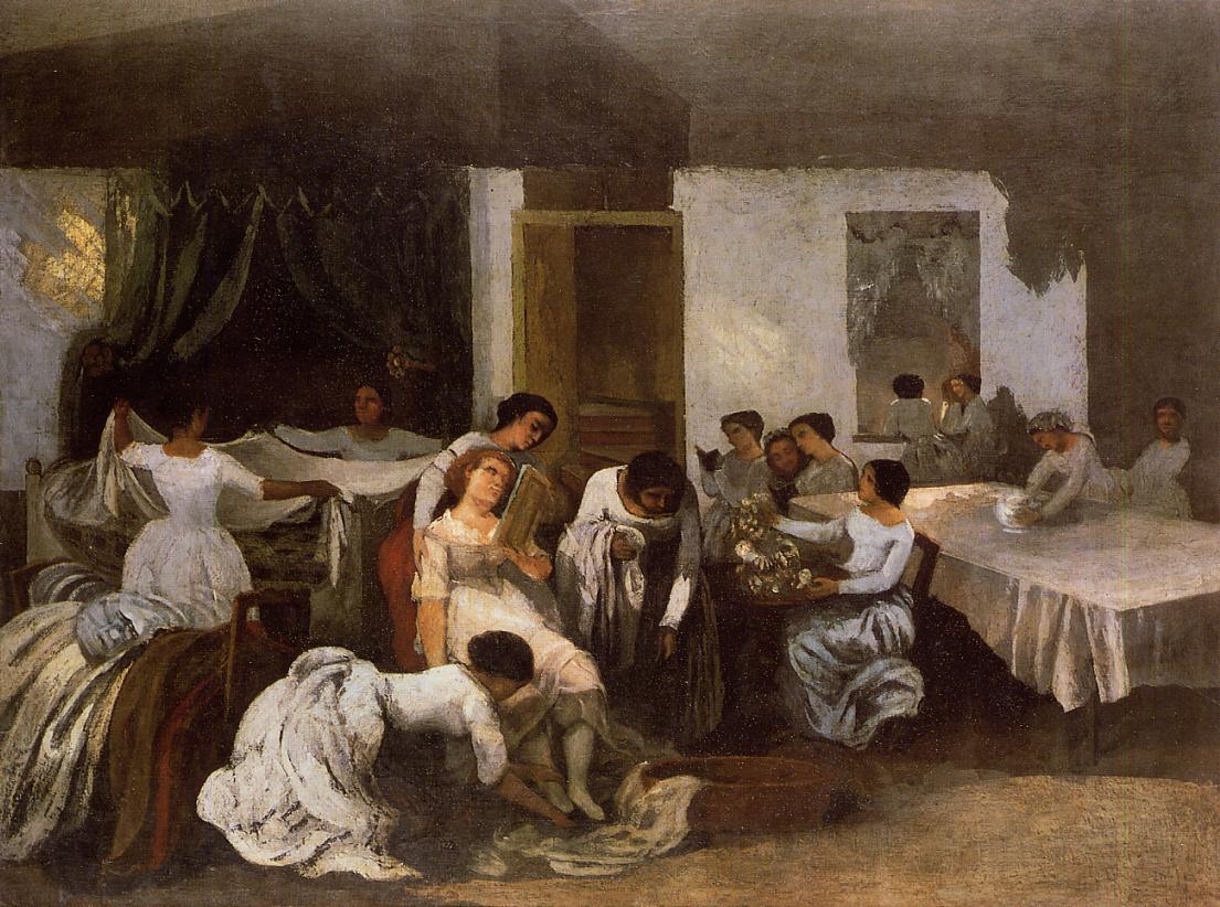 Dressing the Dead Girl, vintage artwork by Gustave Courbet, A3 (16x12") Poster Print