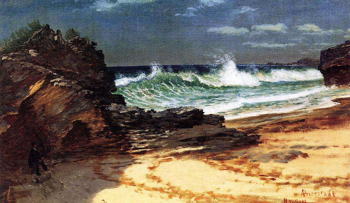 Beach at Nassau, vintage artwork by Albert Bierstadt, 12x8" (A4) Poster