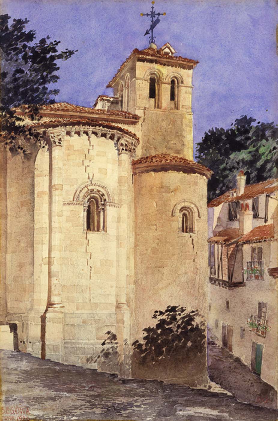 Church at Segovia, Spain, vintage artwork by Cass Gilbert, 12x8" (A4) Poster