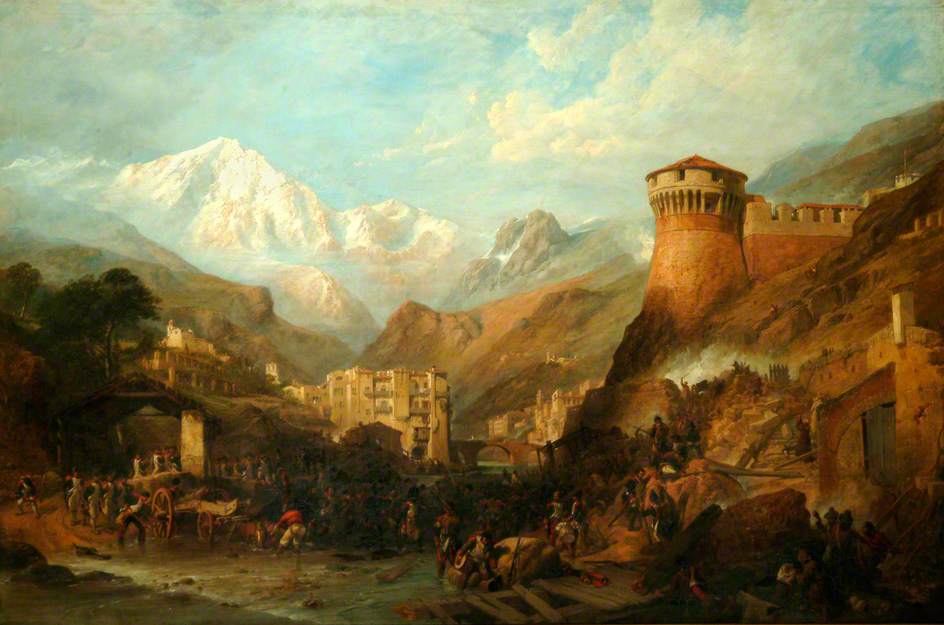 The Battle of Roveredo, 1796, vintage artwork by Clarkson Frederick Stanfield, A3 (16x12") Poster Print