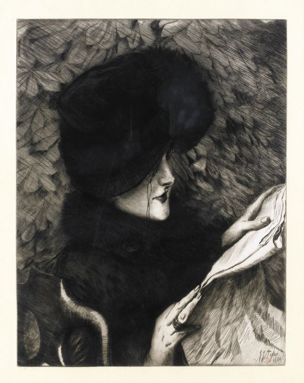 The Newspaper, vintage artwork by James Tissot, 12x8" (A4) Poster