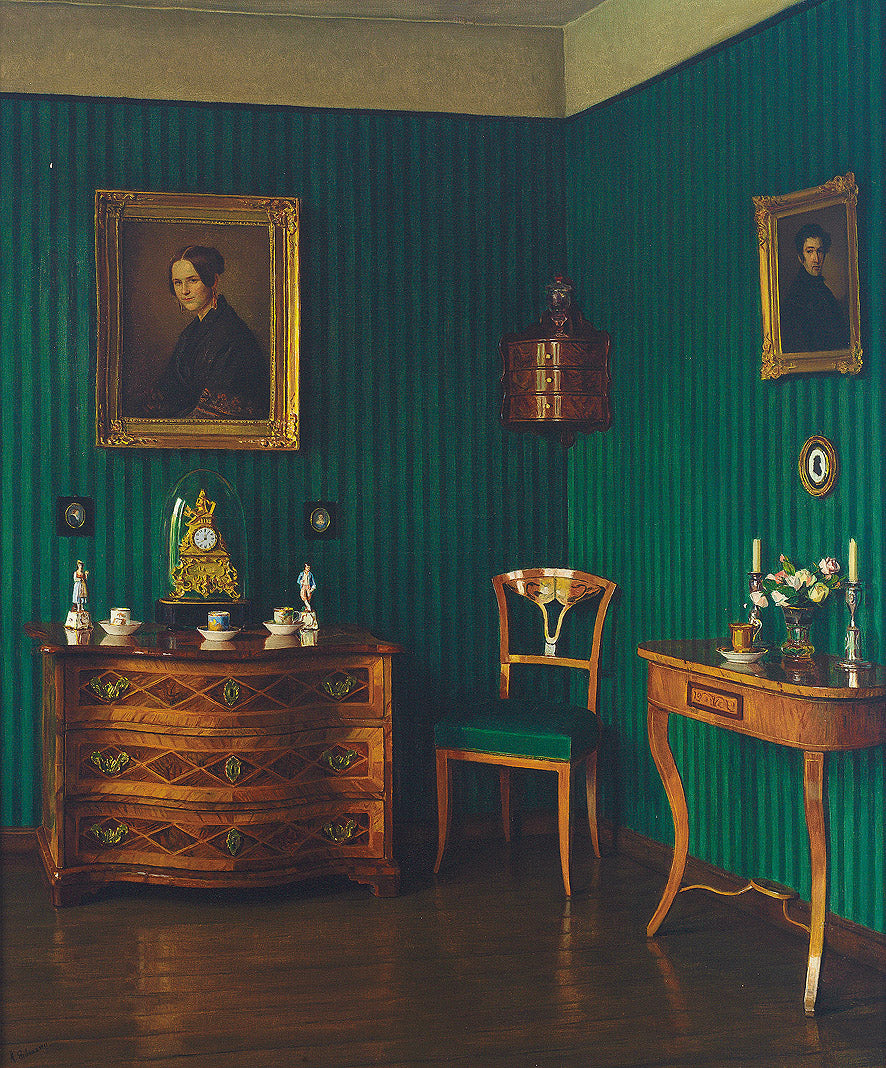 Interior of a Salon, vintage artwork by Otto Erdmann, 12x8" (A4) Poster