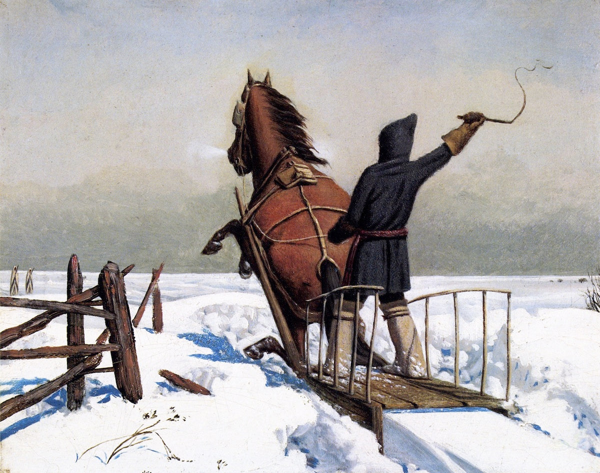 Breaking a Road in Manitoba, vintage artwork by William George Richardson Hind, 12x8" (A4) Poster