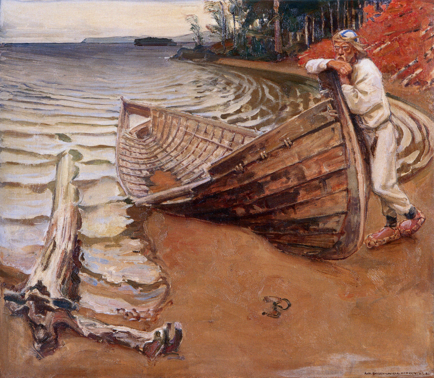 The Lamenting Boat, vintage artwork by Akseli Gallen-Kallela, 12x8" (A4) Poster