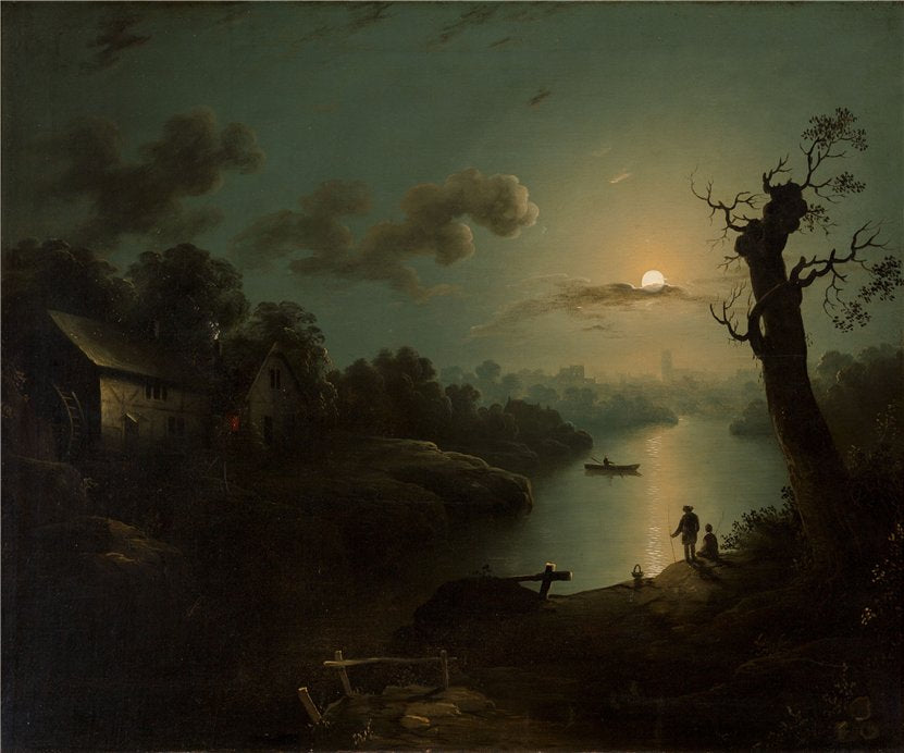 Watching the Moonrise, vintage artwork by Henry Pether, 12x8" (A4) Poster