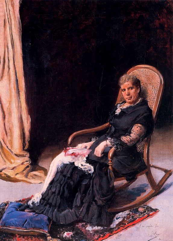 Descansando en la tumbona, vintage artwork by Cecilio Pla y Gallardo, 12x8" (A4) Poster