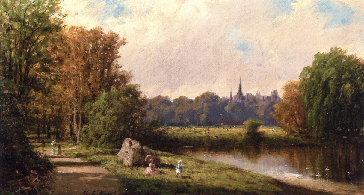 An Afternoon in the Park, vintage artwork by George Lafayette Clough, 12x8" (A4) Poster