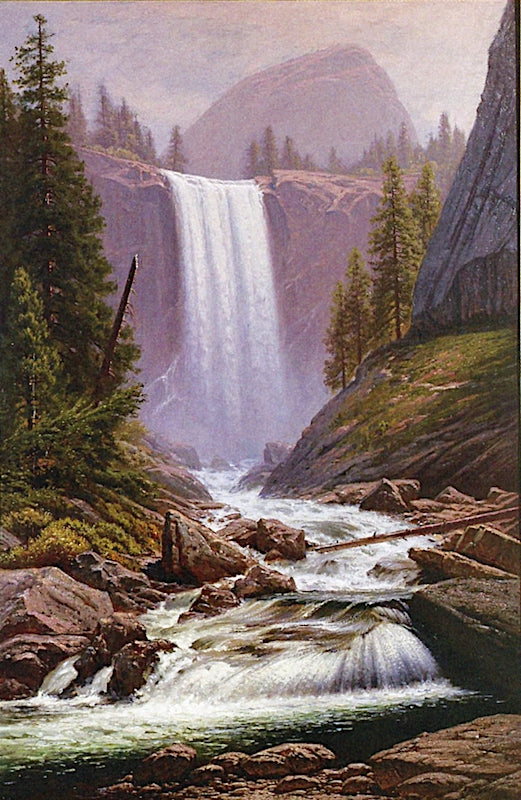 The Vernal Fall, Yosemite, vintage artwork by Raymond Dabb Yelland, 12x8" (A4) Poster