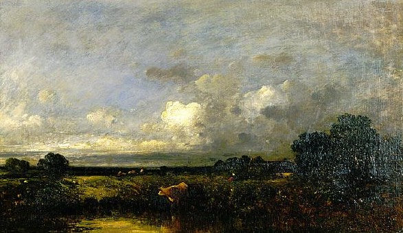 Landscape with Cow, vintage artwork by Jules Dupre, A3 (16x12") Poster Print