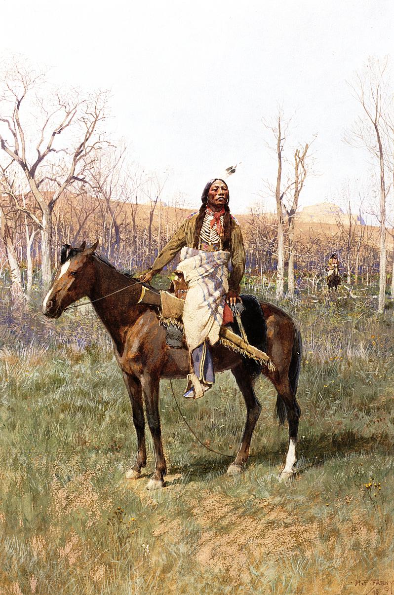 Crow Scout, vintage artwork by Henry F. Farny, 12x8" (A4) Poster