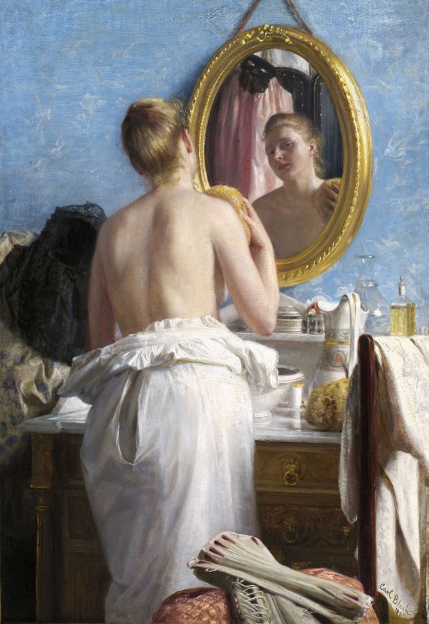 Woman at her Toilette, vintage artwork by Carl Heinrich Bloch, 12x8" (A4) Poster