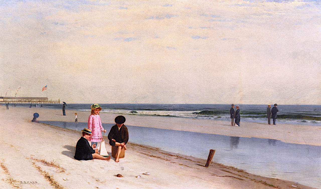 Young Sailors on Coney Island, vintage artwork by Samuel S. Carr, 12x8" (A4) Poster