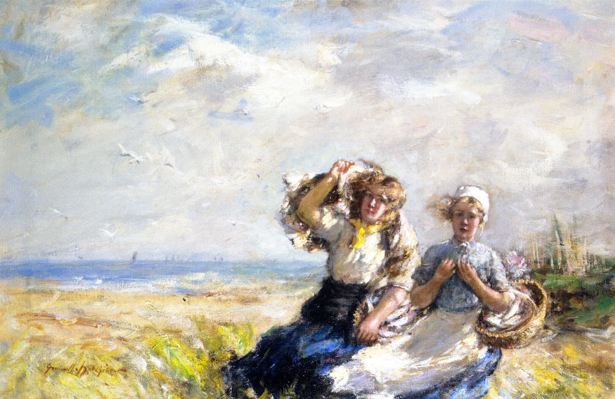 Fisher Women, vintage artwork by Robert Gemmell Hutchison R.S.A. R.S.W., 12x8" (A4) Poster
