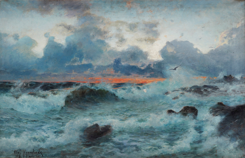Troubled Sea, vintage artwork by Olof Krumlinde, 12x8" (A4) Poster
