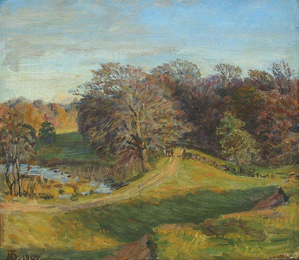 Entrance to Hillerød Hestehave, vintage artwork by Niels Kristian Skovgaard, 12x8" (A4) Poster