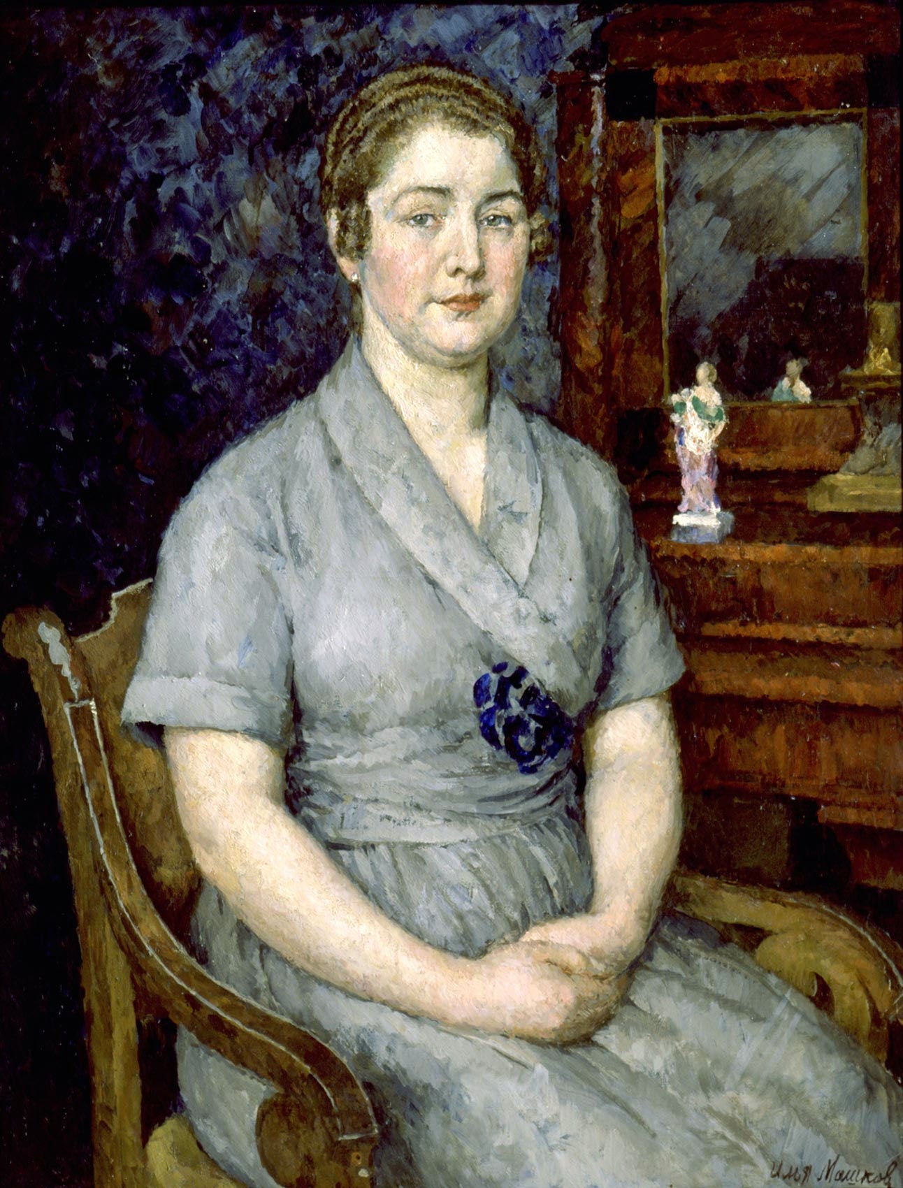 Portrait of the artist's wife Maria, vintage artwork by Ilya Mashkov, 12x8" (A4) Poster