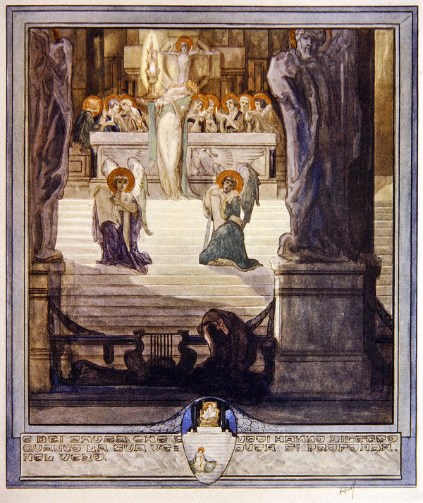 Illustration from Dante's 'Divine Comedy', Paradise, Canto XXVIII, vintage artwork by Franz Bayros, 12x8" (A4) Poster
