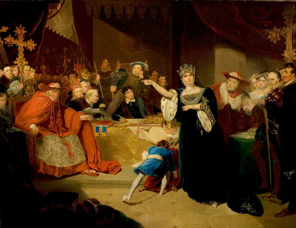 Henry VIII, Act II, Scene 5, the Trial of Queen Katherine, vintage artwork by George Henry Harlow, 12x8" (A4) Poster