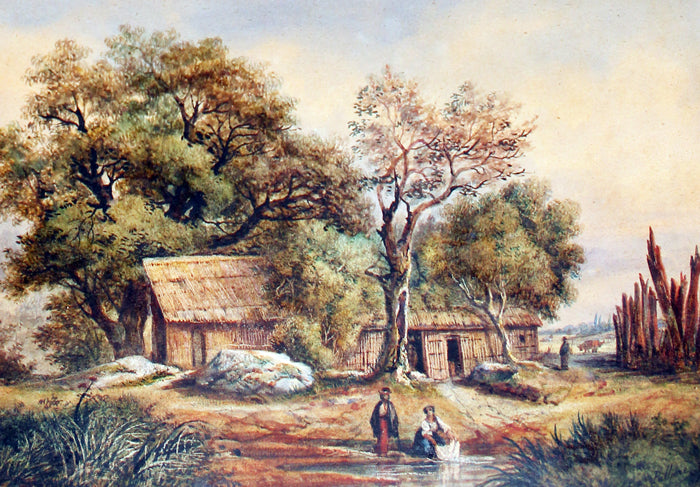 Rancho a Toledo près Montevideo, vintage artwork by Jean Leon Pallière, 12x8" (A4) Poster