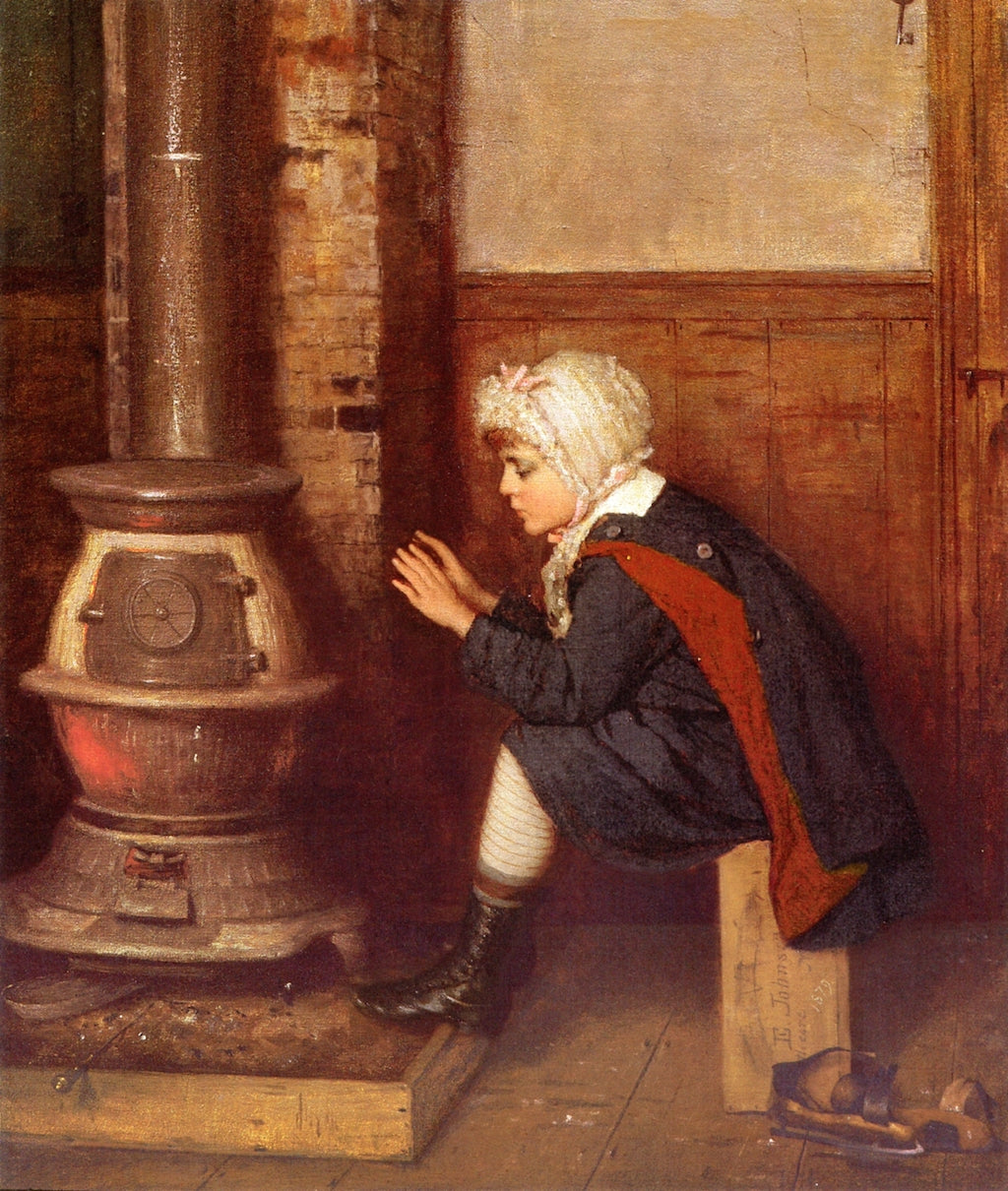 Ice Skater, vintage artwork by Eastman Johnson, 12x8" (A4) Poster