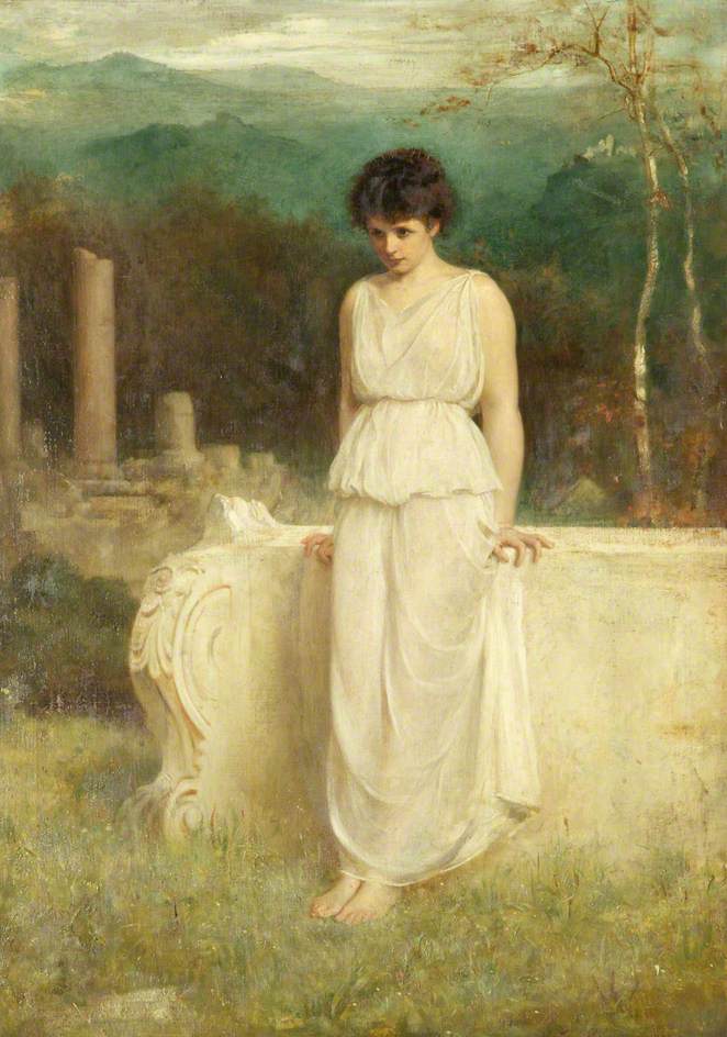 Her eyes are with her heart and that is far away, vintage artwork by Philip Hermogenes Calderon, 12x8" (A4) Poster