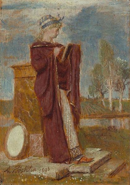 Muse Thalia, vintage artwork by Arnold Böcklin, 12x8" (A4) Poster