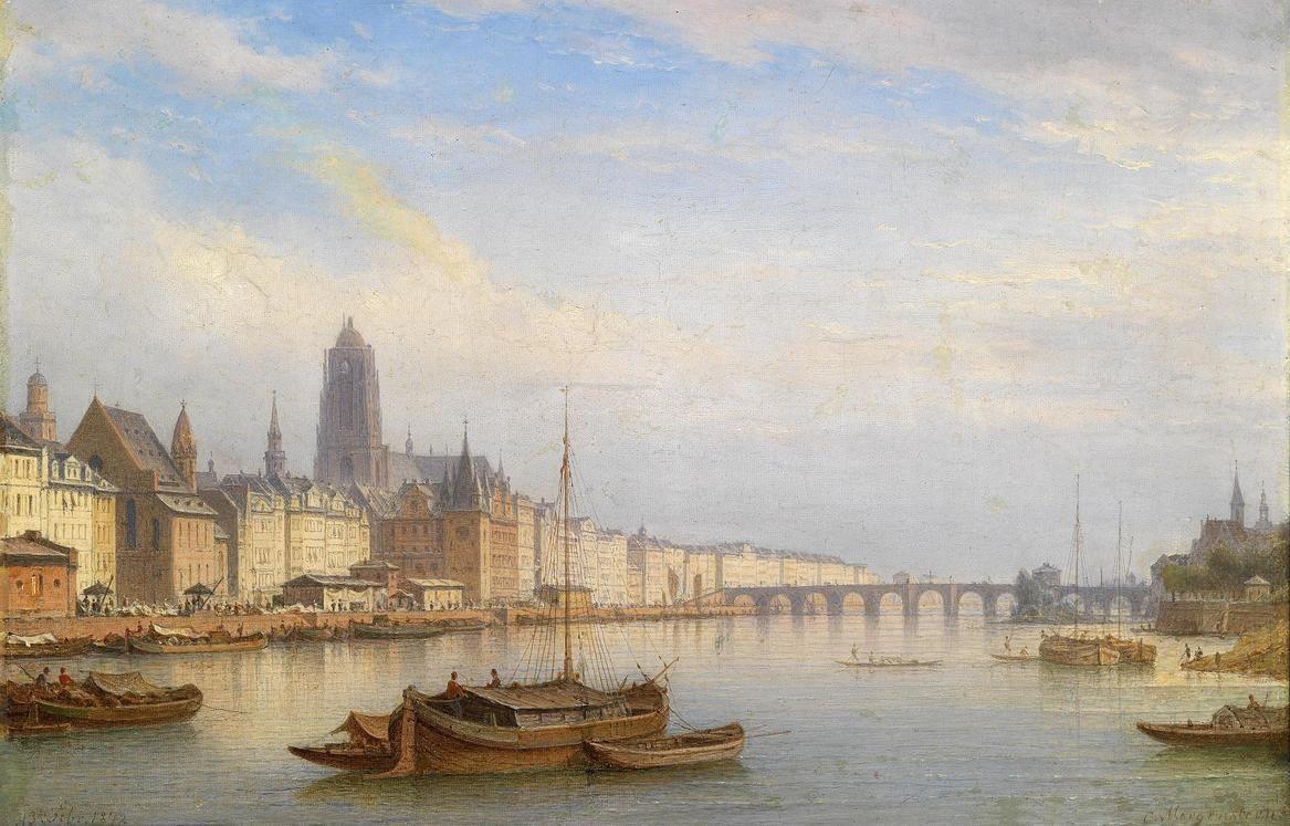 View of Frankfurt am Main, vintage artwork by Carl Morgenstern, A3 (16x12") Poster Print