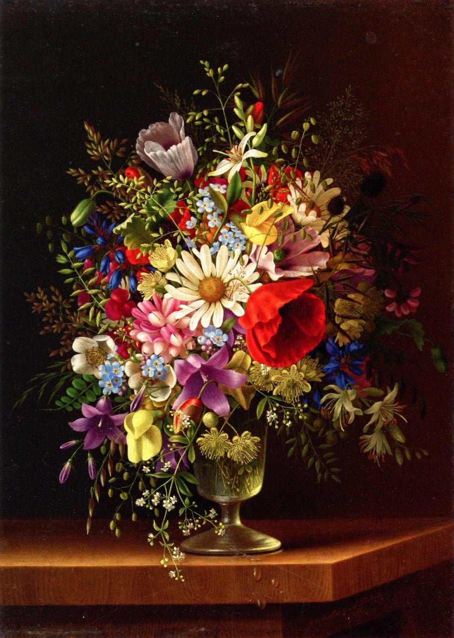 Still LIfe with Flowers, vintage artwork by Adelheid Dietrich, 12x8" (A4) Poster