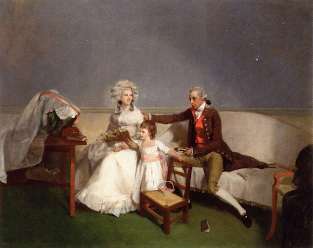 Sir Robert and Lady Buxton and their Daughter Anne, vintage artwork by Henry Walton, 12x8" (A4) Poster