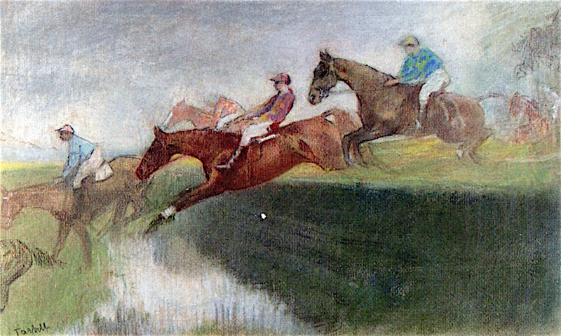 Horses Jumping, vintage artwork by Edmund Tarbell, 12x8" (A4) Poster