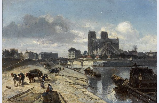 Chevet of Notre Dame and the Pont de la Tournelle, Paris, vintage artwork by Johan Barthold Jongkind, A3 (16x12") Poster Print