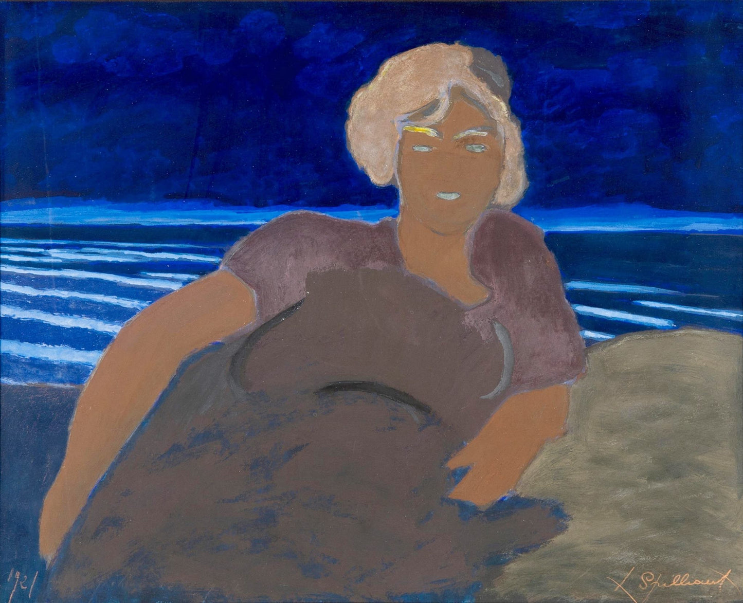 Woman at the Beach, vintage artwork by Leon Spilliaert, 12x8" (A4) Poster