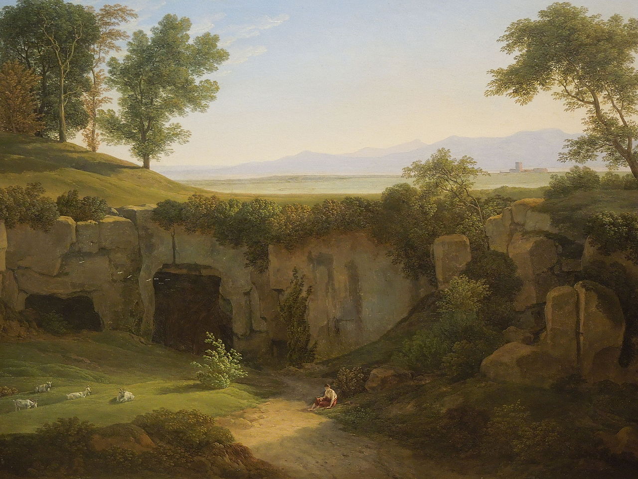 Grotto in Cervara, vintage artwork by Johann Christian Reinhart, 12x8" (A4) Poster