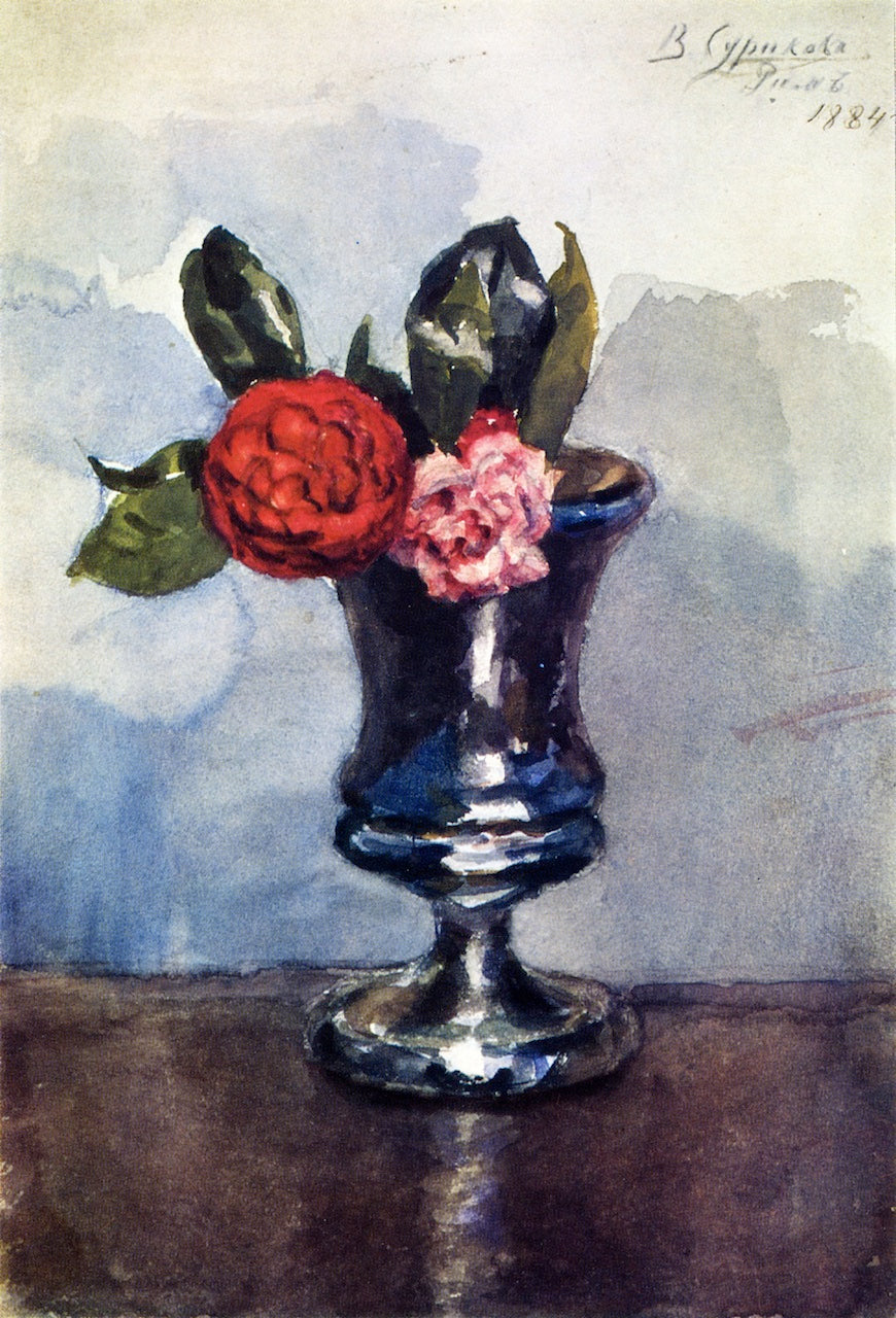 Roses in a Goblet, vintage artwork by Vasili Ivanovich Surikov, 12x8" (A4) Poster