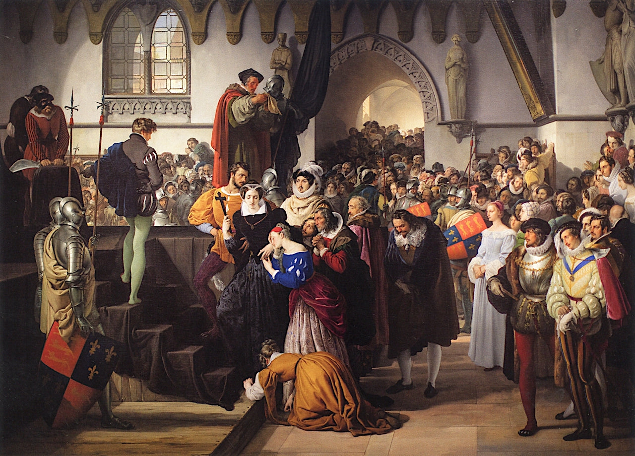 Mary Stuart as She Climbs the Scaffold, vintage artwork by Francesco Paolo Hayez, A3 (16x12") Poster Print