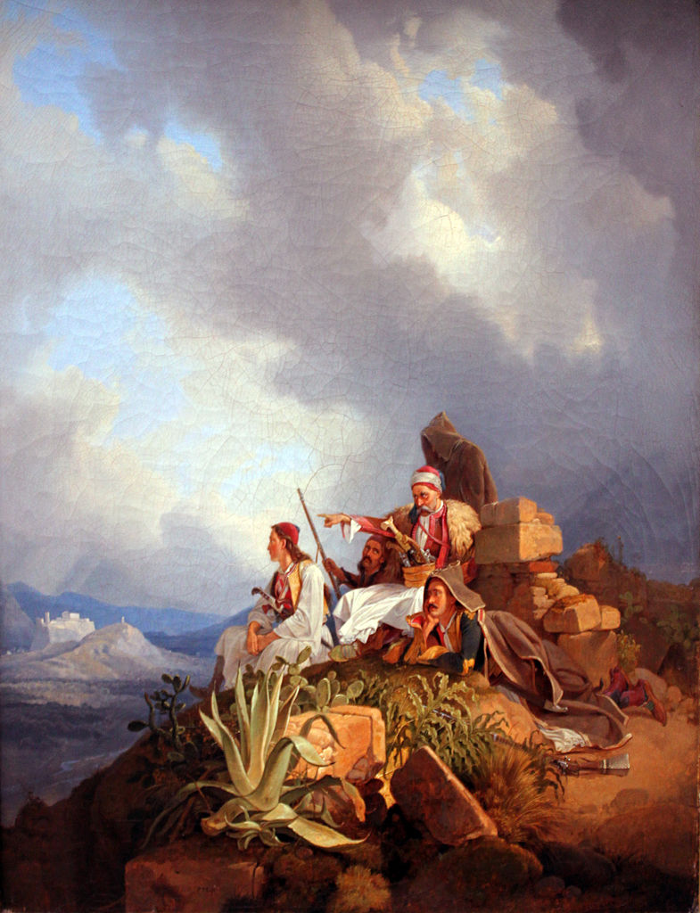 Palikars near Athens, vintage artwork by Peter von Hess, 12x8" (A4) Poster