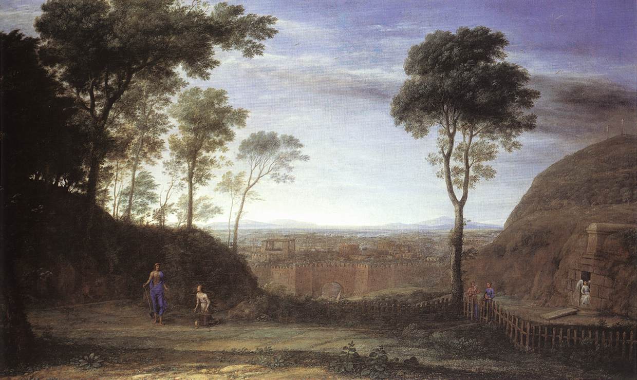 Landscape with Noli Me Tangere Scene, vintage artwork by Claude Lorrain, 12x8" (A4) Poster