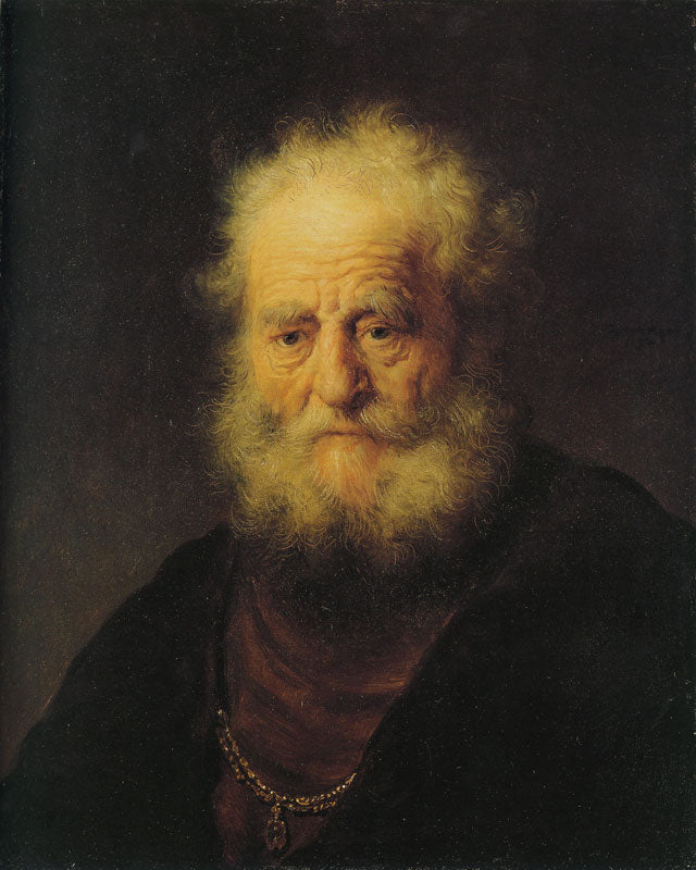 Bust of an Old Man, vintage artwork by Follower of Dutch School 17th Century - Unknown, 12x8" (A4) Poster