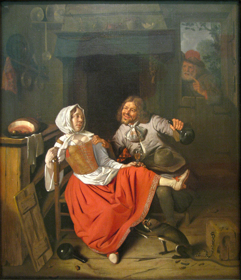 The Licentious Kitchen Maid, vintage artwork by Pieter Gerritz. van Roestraten, 12x8" (A4) Poster