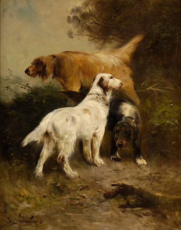 Hunting Dogs, vintage artwork by Henry Schouten, 12x8" (A4) Poster